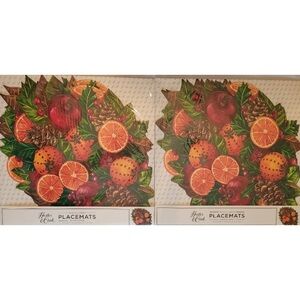 Hester & Cook 2 Packs of 12ct Paper Placemats Winter Citrus Design 20x14” Decor